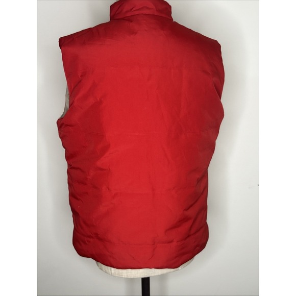 Vintage J. Crew Puffer Vest Women's Medium‎ Red/ Beige Reversible Y2K Full Zip - Picture 4 of 15